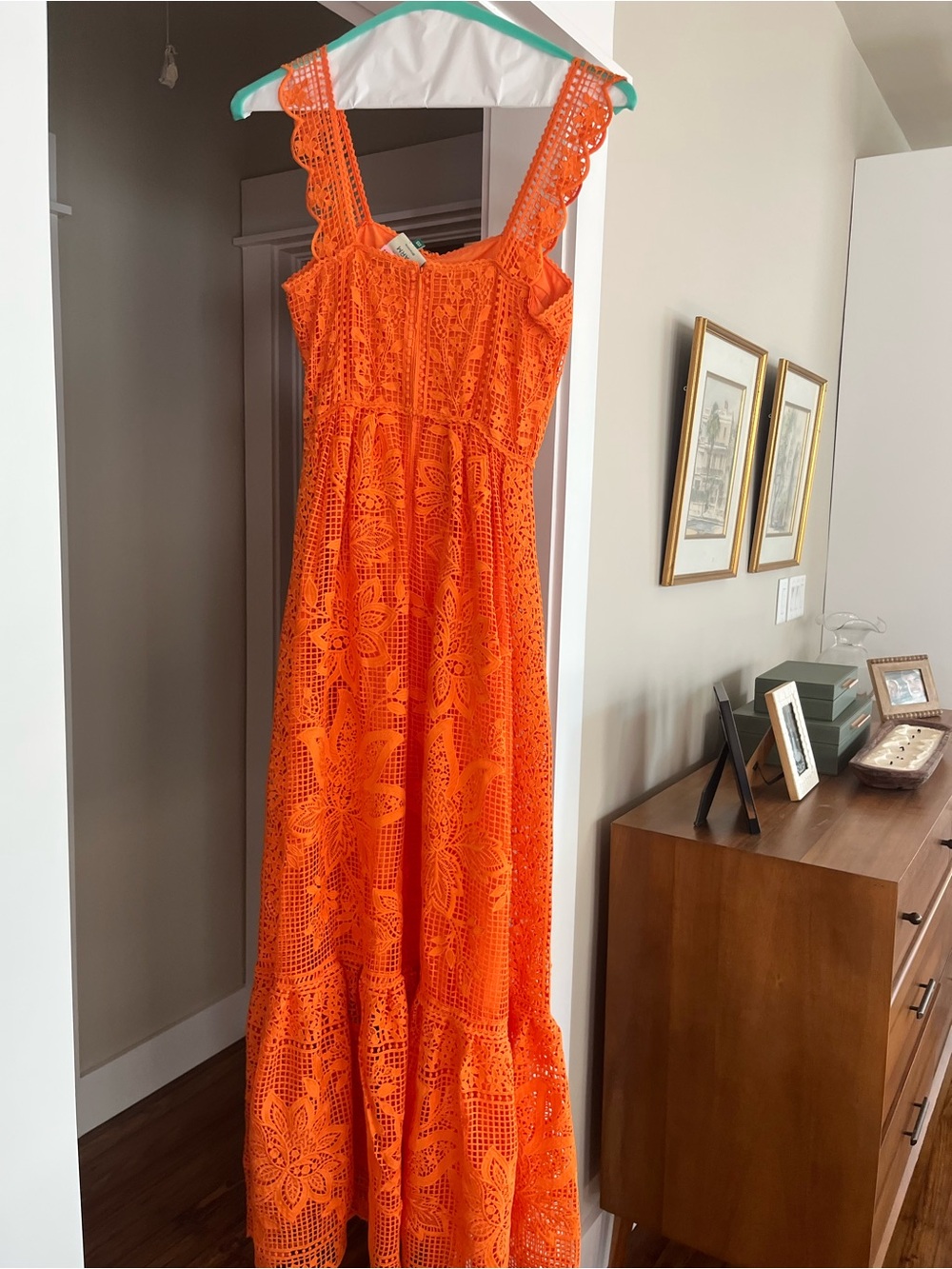 FARM Rio Orange Eyelet Floral Maxi Dress